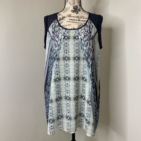 CAbi Tops - CABI | Gray & Blue Chiffon Long Blouse 253 L20